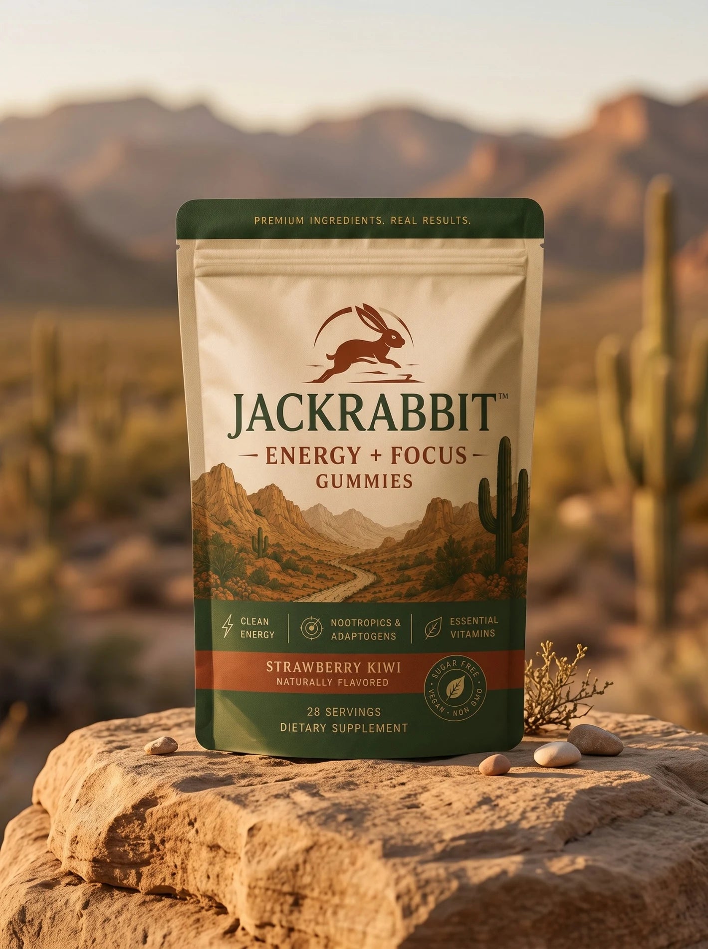 Jackrabbit pouch on a desert rock