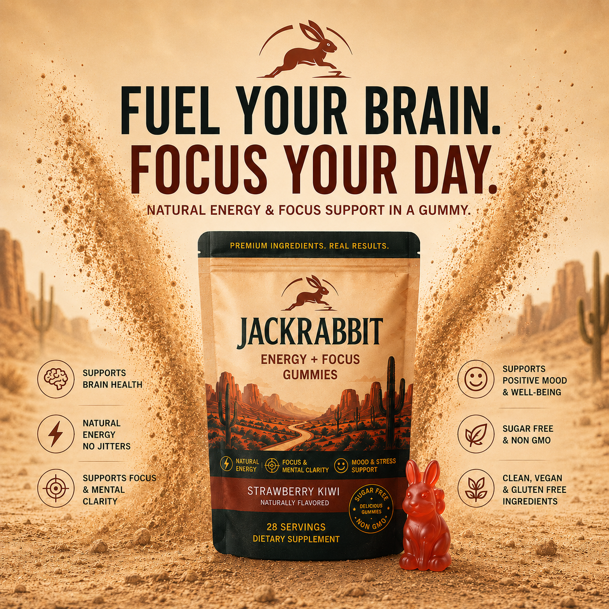 Jackrabbit Energy + Focus Gummies