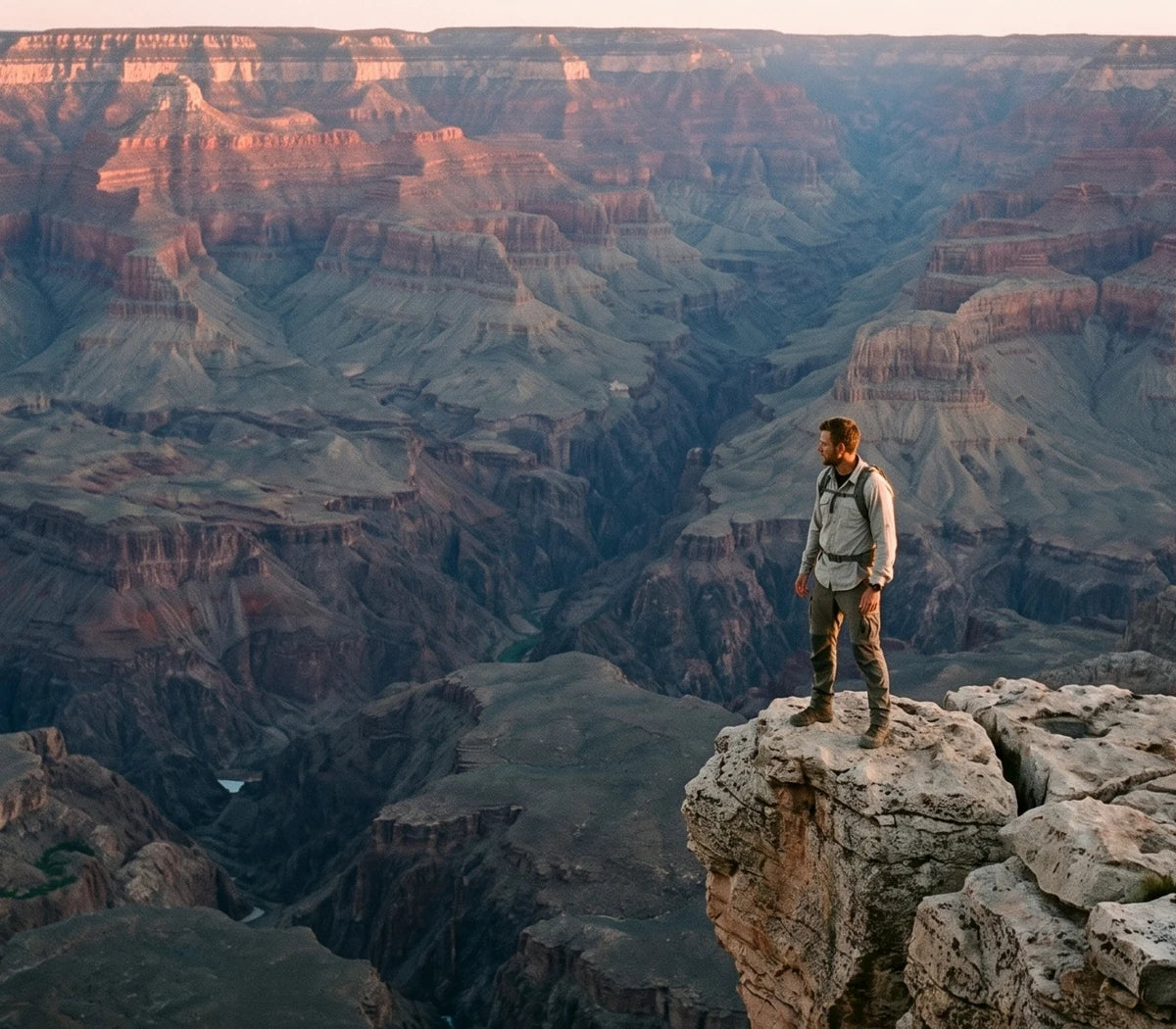 Hiker overlooking a canyon
