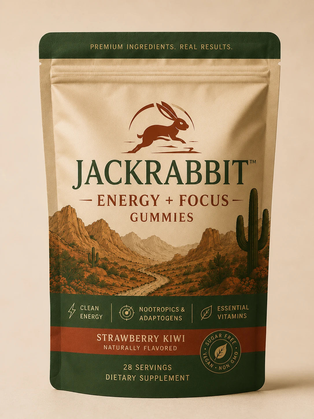 Jackrabbit Energy + Focus Gummies pouch